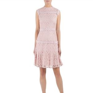 Julia Jordan Mock Neck Cap Sleeve Lace Dress Dusty Rose size 8